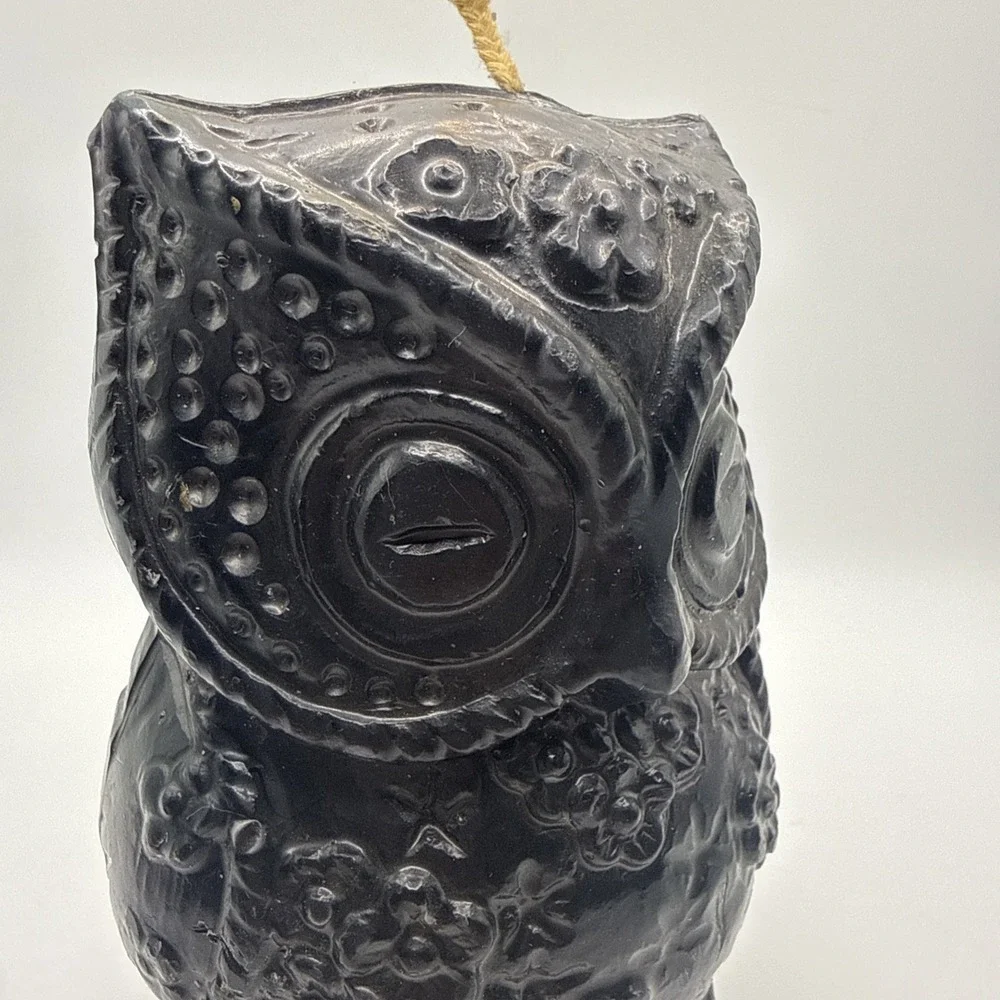 Vintage Black Owl Figural Candle 5.5